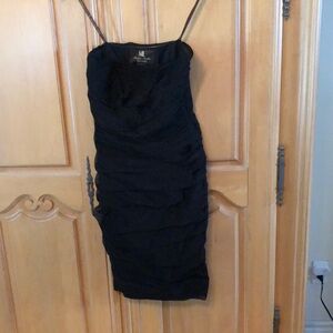 NWOT - Monique Lhuillier black chiffon strapless dress